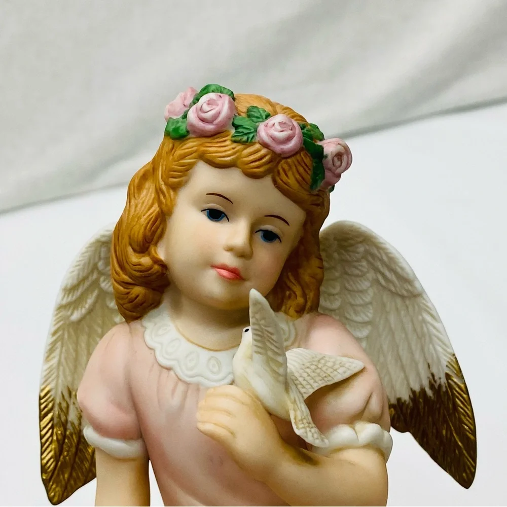 Home Interiors Angelic Peace Figurine Angel w/Dove Vintage 1999 Collectible